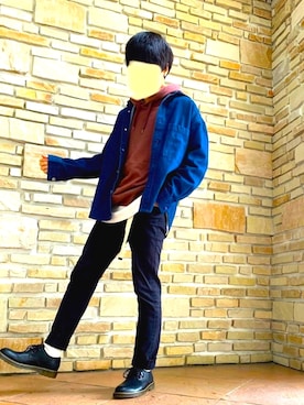 「アイテム（ピアス（片耳用）、ブルー系）」を使った、ずんちゃさん（メンズ・168cm）の春コーディネート