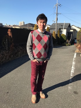 「Pringle（プリングル）のアイテム」を使った、Nobu Kamiikeさん（メンズ・178cm）の冬コーディネート