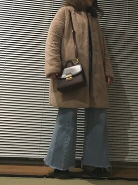 「SPINNS（スピンズ）のアイテム（その他アウター）」を使った、むちむちくんのママさん（レディース・154cm）の冬コーディネート