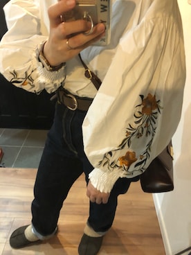 「ハイウエストストレートジーンズ」｜むちむちくんのママさん（レディース・154cm）の春コーディネート