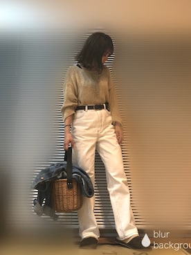 「GRL（グレイル）のバスケットカゴバッグ（かごバッグ）」を使った、むちむちくんのママさん（レディース・154cm）の春コーディネート