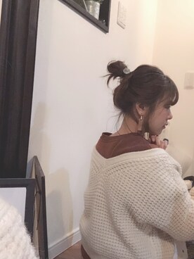 「アイテム（イヤリング）」を使った、むちむちくんのママさん（レディース・154cm・20代）の秋コーディネート