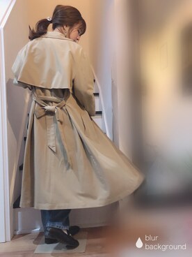 「アイテム（トレンチコート）」を使った、むちむちくんのママさん（レディース・154cm・20代）の春コーディネート