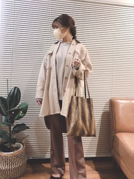 「秋のカフェオレコーデ」｜「アイテム（ジャケット/アウター）」を使った、むちむちくんのママさん（レディース・154cm）の秋コーディネート