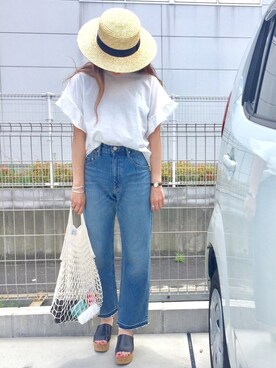 「UNITED ARROWS（ユナイテッドアローズ）のアイテム（エコバッグ/サブバッグ）」を使った、riosa◡̈⃝︎⋆︎*さん（レディース・158cm）の夏コーディネート