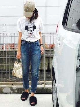 「VANS（バンズ）の【VANS】刺繍ロゴ入りローキャップ （キャップ）」を使った、riosa◡̈⃝︎⋆︎*さん（レディース・158cm）の夏コーディネート