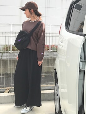 「アイテム（シューズ、ホワイト系）」を使った、riosa◡̈⃝︎⋆︎*さん（レディース・158cm）の秋コーディネート