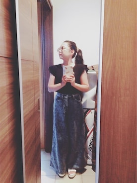 「niko and...（ニコアンド）のアイテム（カーゴパンツ、ブルー系）」を使った、Yuka Nagataさん（レディース）の夏コーディネート