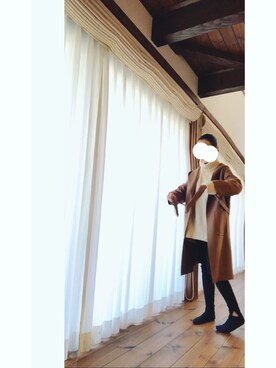 「EDITION（エディション）のアイテム（ニット/セーター、ベージュ系）」を使った、Yuka Nagataさん（レディース）の冬コーディネート