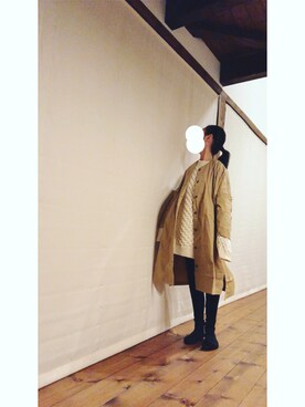 「IENA（イエナ）のアイテム（ニット/セーター、ベージュ系）」を使った、Yuka Nagataさん（レディース）の冬コーディネート