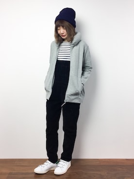 「SpRay（スプレイ）のアイテム（オールインワン・サロペット）」を使った、いぴさん（レディース・152cm）の冬コーディネート