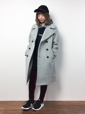 「BEAMS BOY（ビームスボーイ）のアイテム（ピーコート）」を使った、いぴさん（レディース・152cm）の冬コーディネート