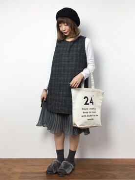 「ゆるカジ」｜「アイテム（ワンピース/ドレス）」を使った、いぴさん（レディース・152cm）の冬コーディネート