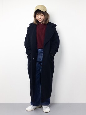 「ゆるカジ」｜「アイテム（チェスターコート）」を使った、いぴさん（レディース・152cm）の冬コーディネート