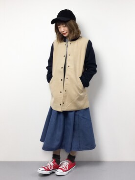 「ゆるカジ」｜「アイテム（その他アウター）」を使った、いぴさん（レディース・152cm）の冬コーディネート