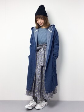 「ゆるカジ」｜「アイテム（その他アウター）」を使った、いぴさん（レディース・152cm）の冬コーディネート