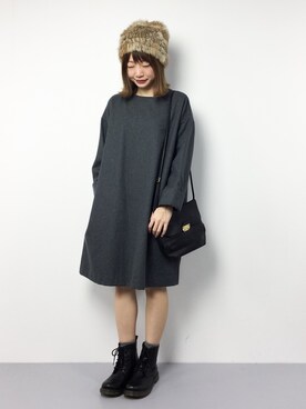 「ゆるカジ」｜「アイテム（ワンピース/ドレス）」を使った、いぴさん（レディース・152cm）の冬コーディネート
