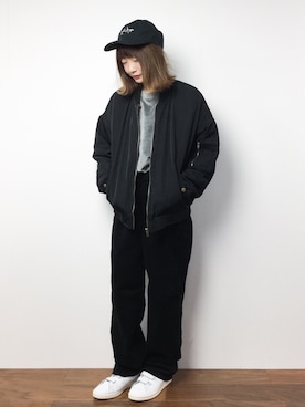 「SpRay（スプレイ）のアイテム（MA-1）」を使った、いぴさん（レディース・152cm）の冬コーディネート