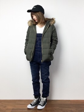 「M.deux（エムドゥ）のアイテム（ダウンジャケット/コート）」を使った、いぴさん（レディース・152cm）の冬コーディネート