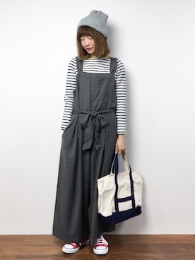 「LBC（エルビーシー）のアイテム（オールインワン・サロペット）」を使った、いぴさん（レディース・152cm）の冬コーディネート
