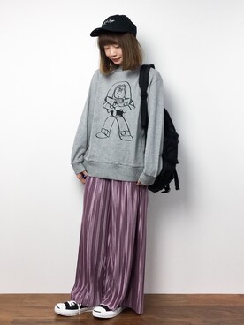 「ゆるカジ」｜「アイテム（スウェット）」を使った、いぴさん（レディース・152cm）の冬コーディネート