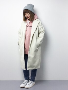 「ゆるカジ」｜「アイテム（チェスターコート）」を使った、いぴさん（レディース・152cm）の冬コーディネート