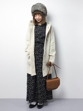 「ゆるカジ」｜「アイテム（ワンピース/ドレス）」を使った、いぴさん（レディース・152cm）の冬コーディネート