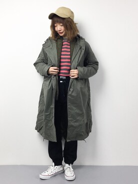 「Johnbull（ジョンブル）のアイテム（モッズコート）」を使った、いぴさん（レディース・152cm）の冬コーディネート
