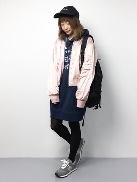「jouetie（ジュエティ）のアイテム（MA-1）」を使った、いぴさん（レディース・152cm）の冬コーディネート