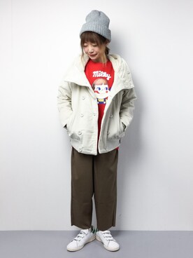 「RODEO CROWNS WIDE BOWL（ロデオクラウンズワイドボウル）のアイテム（ジャケット/アウター）」を使った、いぴさん（レディース・152cm）の冬コーディネート