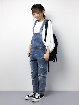 「GGD（ジージーディー）のアイテム（オールインワン・サロペット）」を使った、いぴさん（レディース・152cm）の冬コーディネート