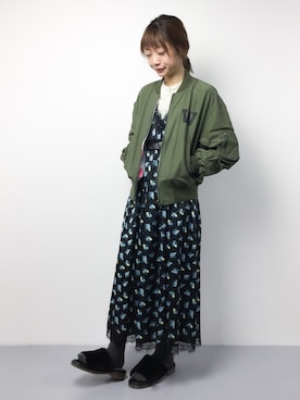 「RODEO CROWNS WIDE BOWL（ロデオクラウンズワイドボウル）のアイテム（ジャケット/アウター）」を使った、いぴさん（レディース・152cm）の冬コーディネート