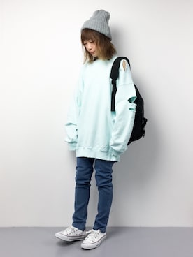 「WC（ダブル シー）のアイテム（スウェット）」を使った、いぴさん（レディース・152cm）の冬コーディネート