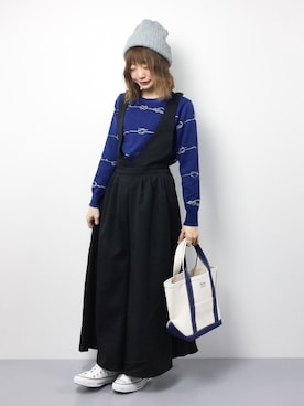 「SpRay（スプレイ）のアイテム（オールインワン・サロペット）」を使った、いぴさん（レディース・152cm）の冬コーディネート