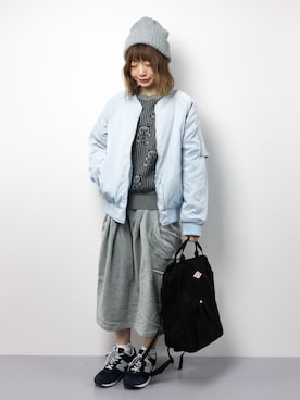 「夢展望（ユメテンボウ）のアイテム（MA-1）」を使った、いぴさん（レディース・152cm）の冬コーディネート