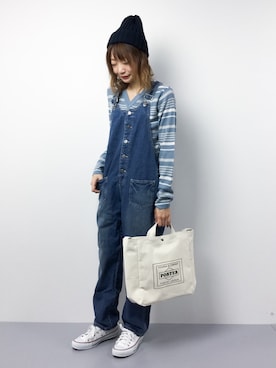 「Alluge（アルージュ）のアイテム（オールインワン・サロペット）」を使った、いぴさん（レディース・152cm）の冬コーディネート