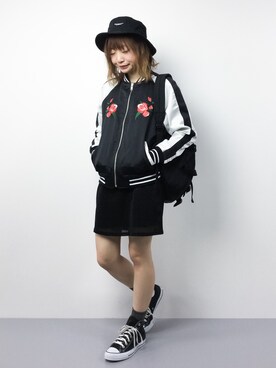 「reca（レカ）のアイテム（MA-1）」を使った、いぴさん（レディース・152cm）の冬コーディネート