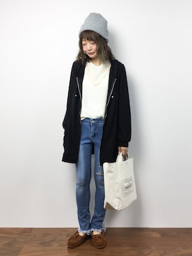 「axes femme（アクシーズファム）のアイテム（パーカー）」を使った、いぴさん（レディース・152cm）の冬コーディネート