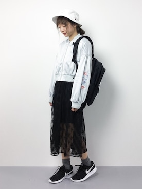 「select MOCA（セレクトモカ）のアイテム（MA-1）」を使った、いぴさん（レディース・152cm）の冬コーディネート