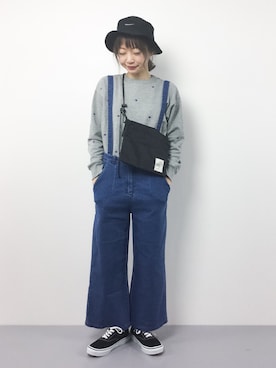「coca（coca）（コカ）のアイテム（サロペット/オーバーオール）」を使った、いぴさん（レディース・152cm）の冬コーディネート