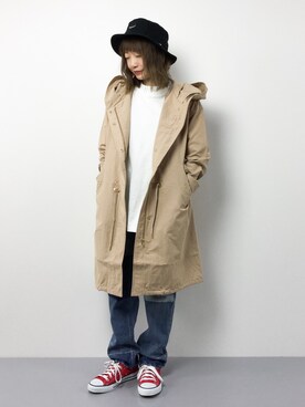 「HusHusH（ハッシュアッシュ）のアイテム（モッズコート）」を使った、いぴさん（レディース・152cm）の冬コーディネート