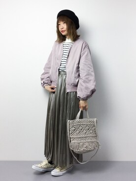 「ゆるカジ」｜「アイテム（ブルゾン）」を使った、いぴさん（レディース・152cm）の冬コーディネート