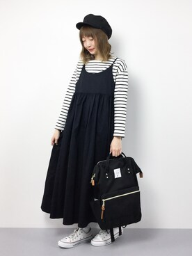 「ゆるカジ」｜「アイテム（ワンピース/ドレス）」を使った、いぴさん（レディース・152cm）の冬コーディネート