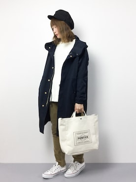 「haco!（ハコ）のアイテム（モッズコート）」を使った、いぴさん（レディース・152cm）の春コーディネート