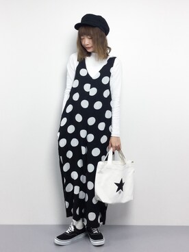 「ゆるカジ」｜「アイテム（オールインワン・サロペット）」を使った、いぴさん（レディース・152cm）の春コーディネート