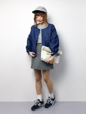 「ゆるカジ」｜「アイテム（デニムジャケット）」を使った、いぴさん（レディース・152cm）の春コーディネート