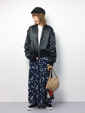 「ゆるカジ」｜「アイテム（ブルゾン）」を使った、いぴさん（レディース・152cm）の春コーディネート
