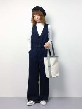 「select MOCA（セレクトモカ）のアイテム（つなぎ/オールインワン）」を使った、いぴさん（レディース・152cm）の春コーディネート