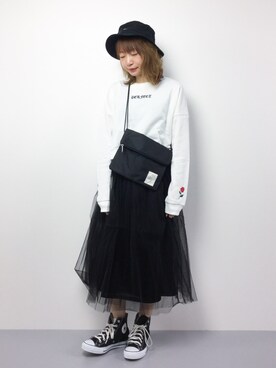 「WC（ダブル シー）のアイテム（スウェット）」を使った、いぴさん（レディース・152cm）の春コーディネート