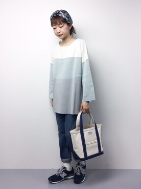 「RAY CASSIN（レイカズン）のアイテム（チュニック）」を使った、いぴさん（レディース・152cm）の春コーディネート